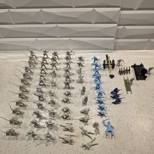 LOT of 60 Marx Civil War Soldiers Gray Confederate Figures-10 Union & Accessory